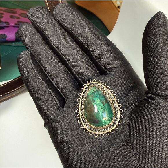 Circa 1950s King Solomon Stone Sterling Pendant/Brooch - Picture 2 of 4